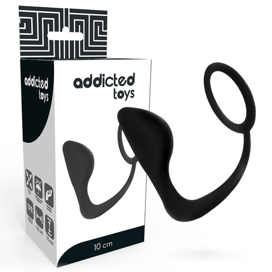 Addicted Toys Anal Plug With Black Penis Ring - PleasureShop