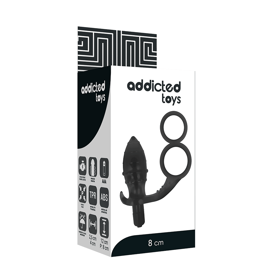Addicted Toys Anal Plug With Double Black Ring - PleasureShop