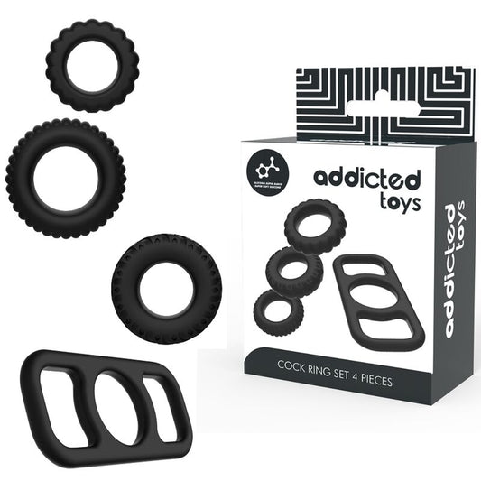 Addicted Toys Cock Ring Set 4 Pieces - PleasureShop